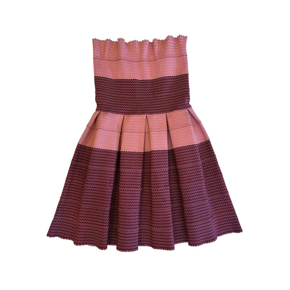 Pleasure Doing Business Strapless Bandage Fit & Flare Dress Pink Purple Sz S